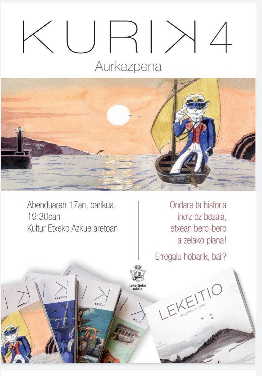 koldogoitia's tweet photo. 🟢 Bihar barikua, abenduak 17, arratsaldeko 19:00etan #KURIK liburuaren 4. zenbakia aurkeztuko da. Kultur etxeko #Azkue aretoa @Lekeitio_Udala ⏩ https://t.co/n6V61CCCQk