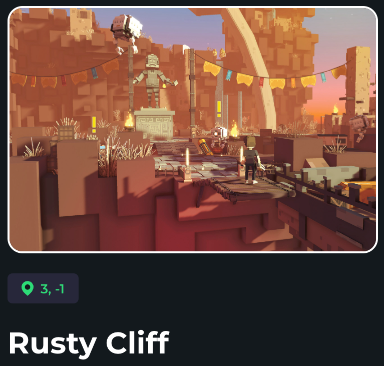 YeneiOu's tweet photo. @TheSandboxGame The experience Rusty Cliff lies east of the Tropical Park! The coordinates are 3,-1! Good luck :D
#SandboxAlphaContest DAY #14 - LAST CHANCE TO WIN AN ALPHA PASS https://t.co/wP27BBOgVV