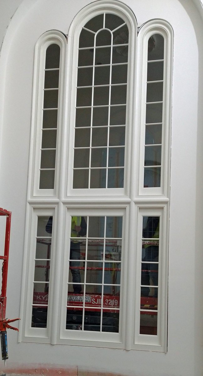 A great deal of work goes into the design, fabrication, and installation of monumental architectural windows like these units recently completed by the Re-View team. #historicwindows #windowreplica