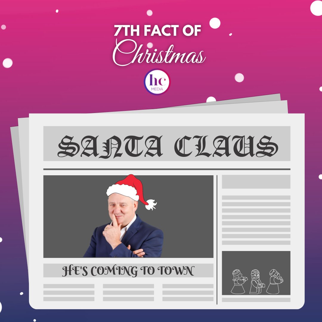 weareHCMEDIA's tweet photo. The 7th fact of Christmas that we bring you from HC - the name ’Santa' was first used in 1773….🎵🎅
Santa Claus' name was first used in 1773 in the American press! 🙌🏼

#12FactsOfChristmas #ChristmasFacts #HC12FactsOfChristmas https://t.co/o0yRAuiAl3