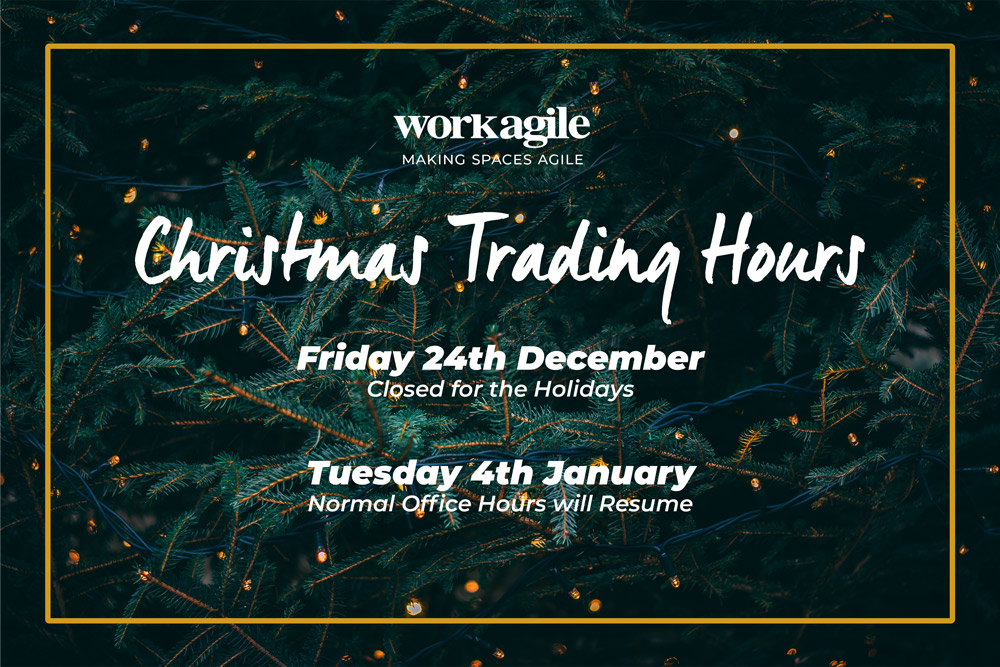 workagileuk's tweet image. As the festive season approaches, we wanted to inform you of our trading hours during this festive season. Our office will close at 4:30 pm on Thursday 23rd December 2021 and reopen at 8 am on Tuesday 4th January 2022.

For more info, contact our team at london@work-agile.com