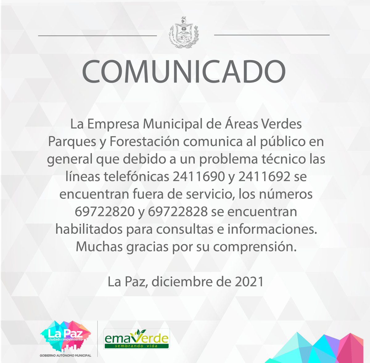 ¡Por favor su Atención a este Comunicado!