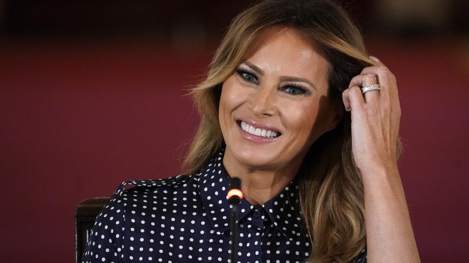 Forbes's tweet photo. Melania Trump Joins NFT Craze—Selling Image Of Her ‘Cobalt Blue Eyes’—For Crypto https://t.co/TLdJhQm8Ui https://t.co/MmIFT5L8Yx