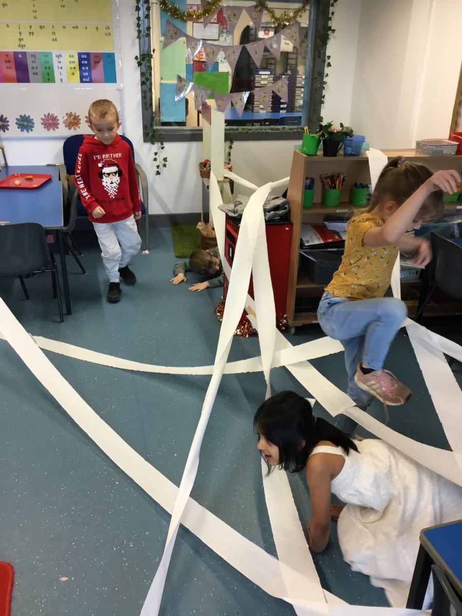 BpsGrint's tweet photo. We won all our lollipops so we decided to make a toilet paper obstacle course as our treat. We really enjoyed climbing through and trying not to catch the paper. #playingislearning #learningisplaying https://t.co/vvwQ7N5F0Y