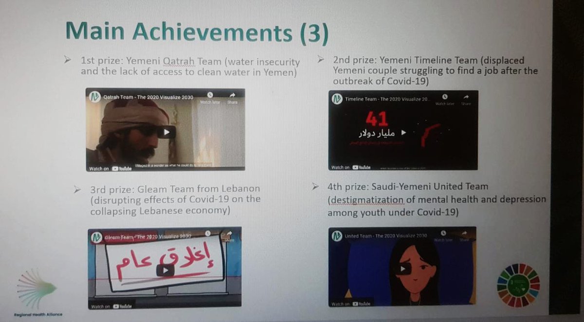 arabdevtportal's tweet image. During the annual conference for the Regional Health Alliance, @WehbeLayal presented the ADP #Visualize2030 initiative as a success story of collaboration btw international development agencies, through engaging #youth to visualize the #sdgs.

#RHA | #HealthForAll_ByAll