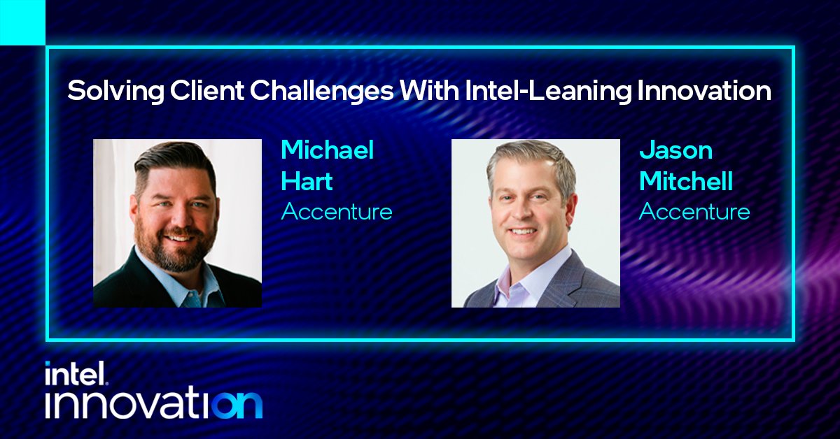 IntelSoftware's tweet image. Our friends from @Accenture joined us for #IntelON to talk about solving real-life client problems by leaning on Intel technology. Watch the on-demand session showing the power of joint #innovation. intel.ly/3DQuSKc