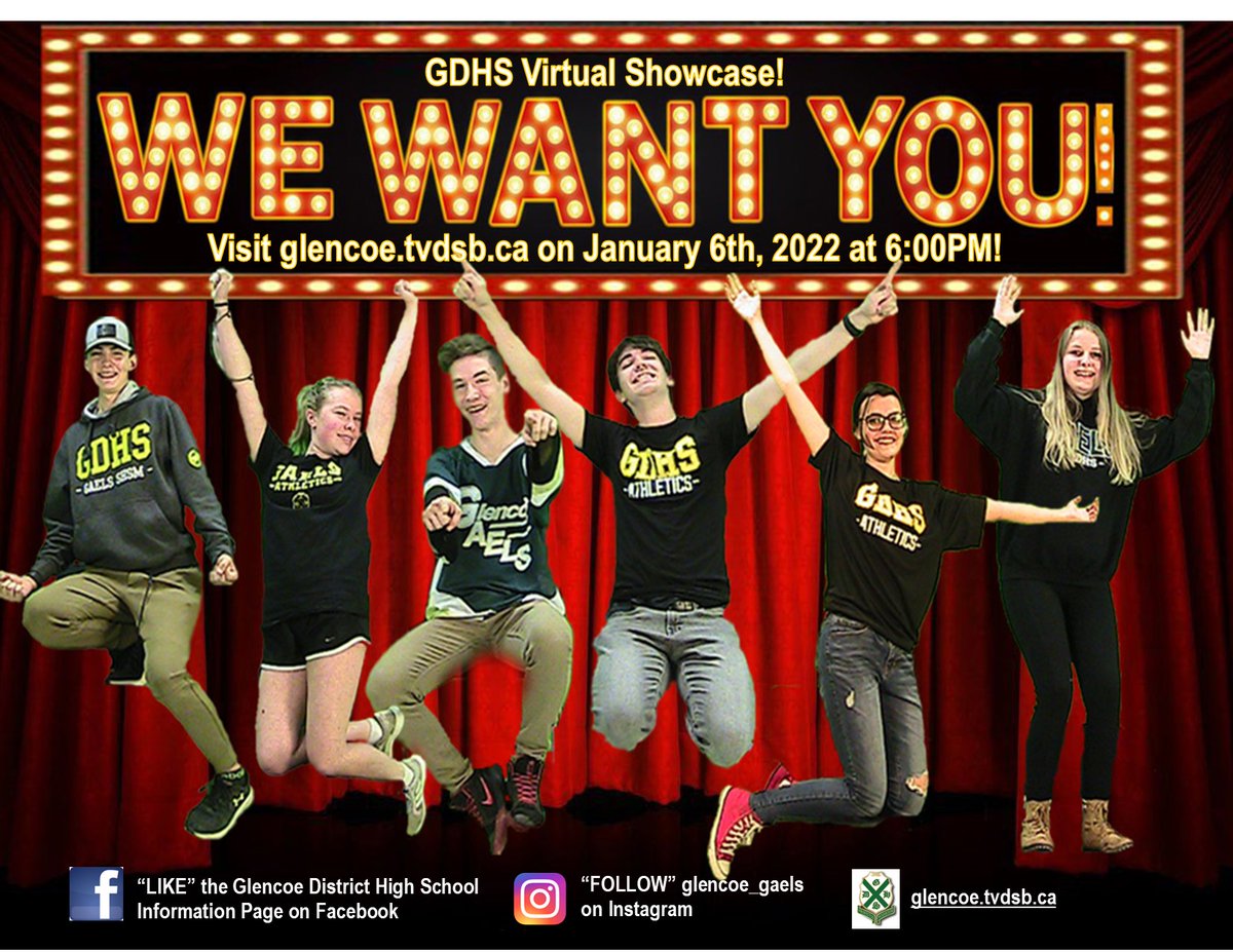 GlencoeDHS's tweet photo. Hey GAELS!  Our Grade 8 Virtual Showcase will launch on January 6th at 6:00PM.  Check out all that GDHS has to offer! GO GAELS! https://t.co/6irA1xC9fz