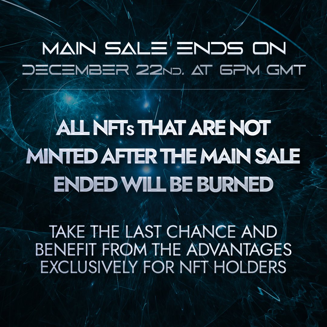PeakOfTechNFT's tweet photo. The #PeakOfTechnology main-sale ends on December 22nd, 2021 at 6pm GMT. 🏁
After burning the supply is massively limited and exclusively Peak of Technology NFT holders will benefit from the Peak of Technology NFT advantages.

Take the last chance and benefit from the advantages🔥 https://t.co/n6ypgkfiie