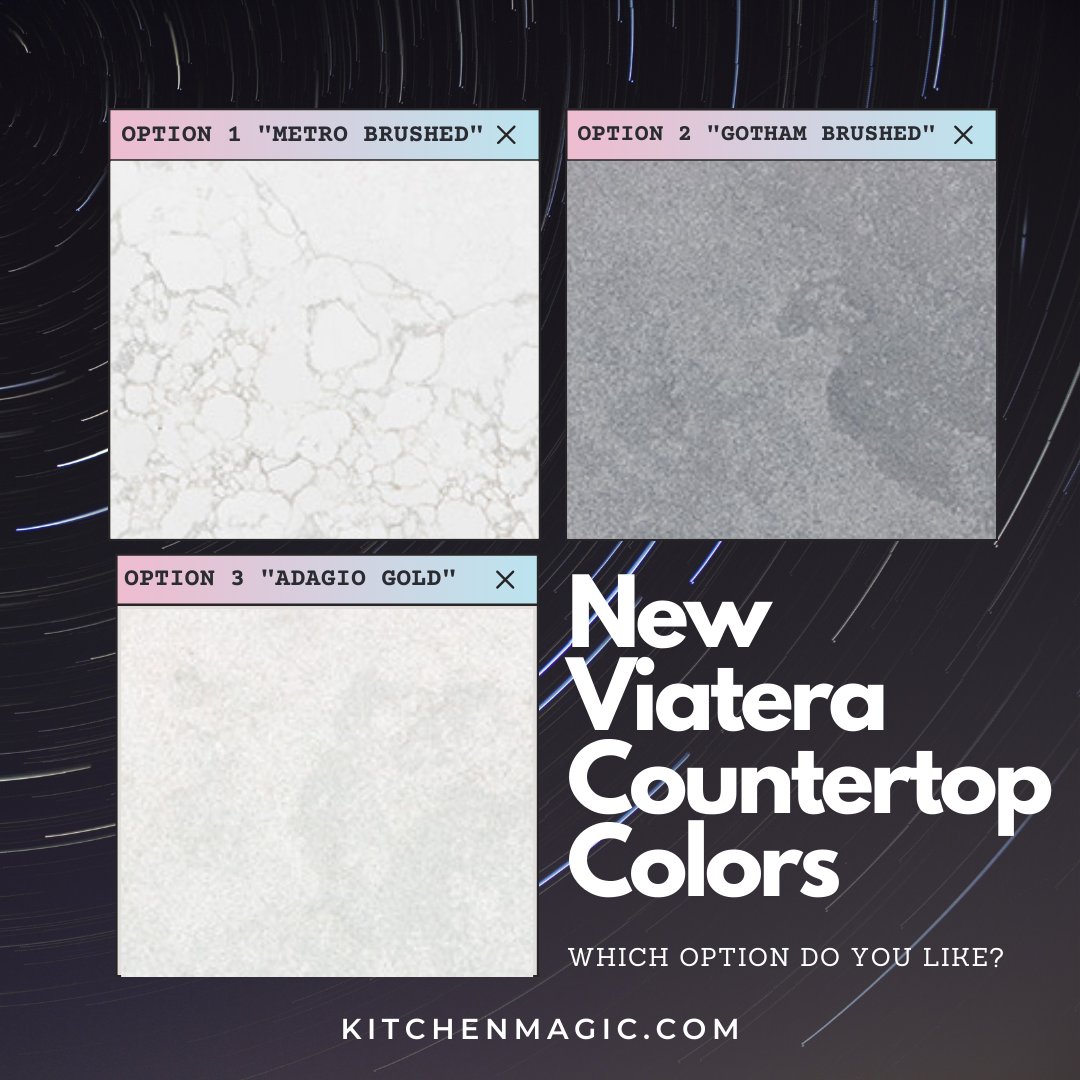 KitchenMagic's tweet photo. We are excited to announce the launch of 3 new Viatera countertop colors: Adagio Gold, Gotham Brushed, and Metro Brushed. Which option do you like? Leave a comment
https://t.co/UA1gpnpzET
#viateracountertops #kitchencounters #kitchens #pickone https://t.co/3pM0Yrlgqe