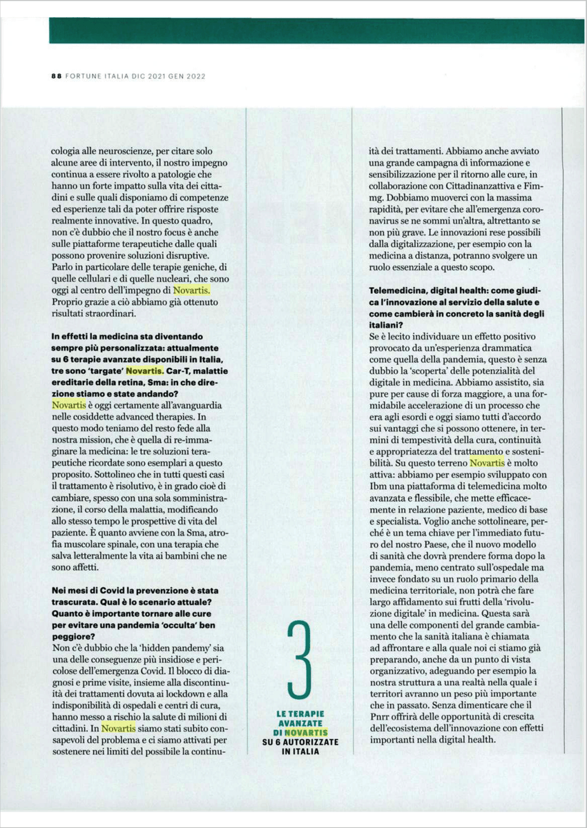 FregaPasquale's tweet photo. Ancora pochi giorni alla fine di un 2021 davvero sfidante. È tempo di riflessioni, che ho condiviso in un'intervista con @FortuneItalia per raccontare alcuni dei grandi traguardi raggiunti quest’anno e la mia visione sulle sfide della salute del prossimo futuro. https://t.co/T7CM5jLCik