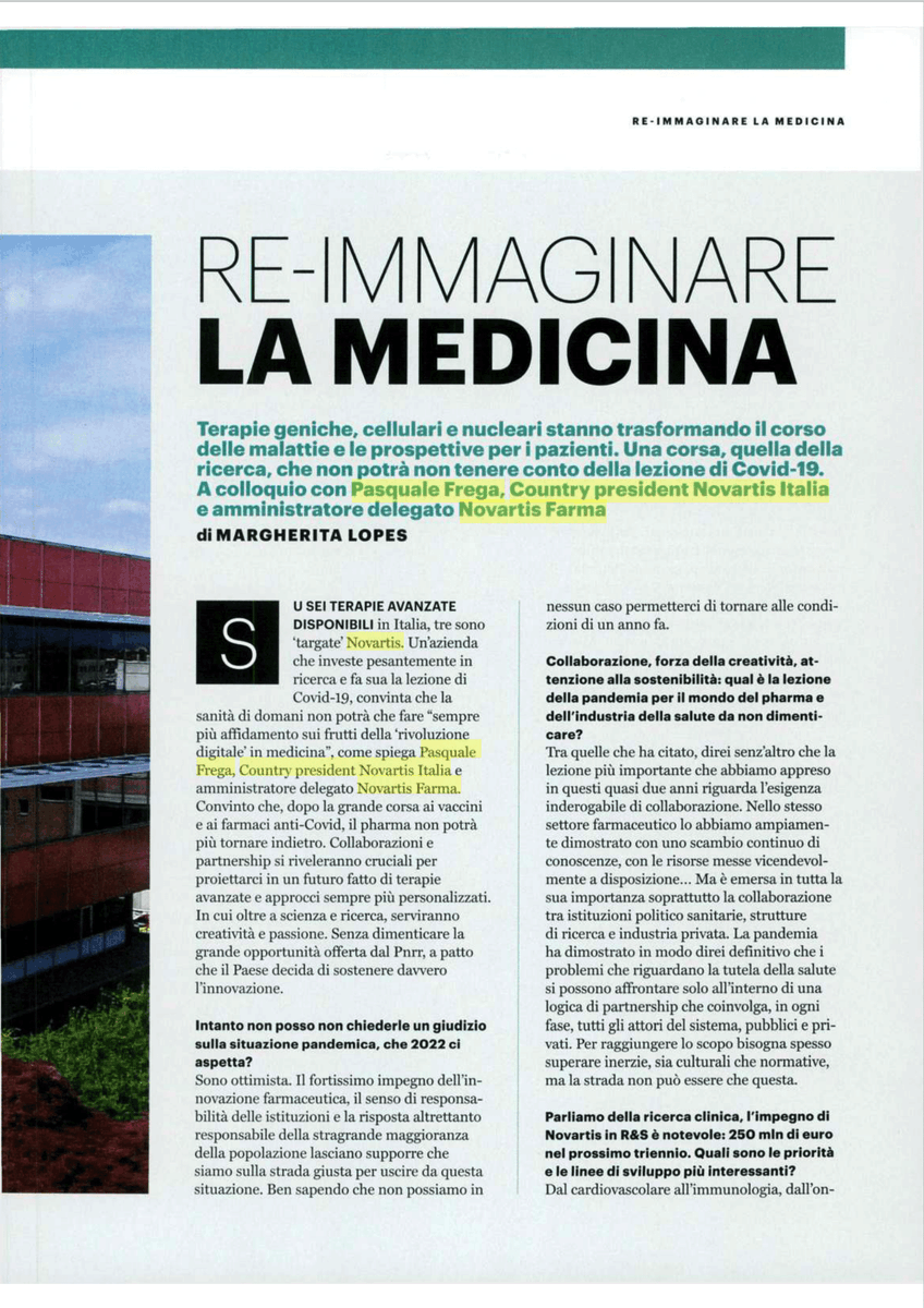 FregaPasquale's tweet photo. Ancora pochi giorni alla fine di un 2021 davvero sfidante. È tempo di riflessioni, che ho condiviso in un'intervista con @FortuneItalia per raccontare alcuni dei grandi traguardi raggiunti quest’anno e la mia visione sulle sfide della salute del prossimo futuro. https://t.co/T7CM5jLCik