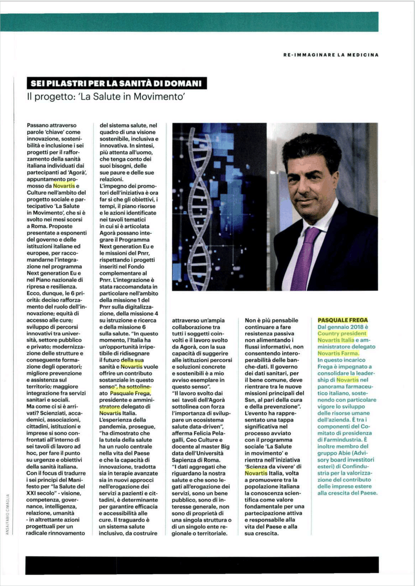 FregaPasquale's tweet photo. Ancora pochi giorni alla fine di un 2021 davvero sfidante. È tempo di riflessioni, che ho condiviso in un'intervista con @FortuneItalia per raccontare alcuni dei grandi traguardi raggiunti quest’anno e la mia visione sulle sfide della salute del prossimo futuro. https://t.co/T7CM5jLCik