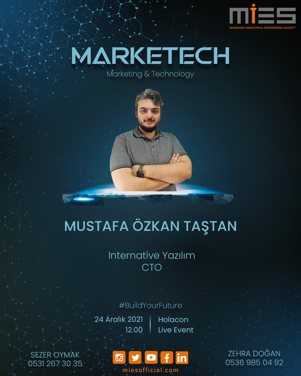 Bu yıl MarkeTech'te 24 Aralık’ta, "Dijital Pazarlama" konulu oturumu ile Internative Yazılım CTO'su Mustafa Özkan Taştan'ı ağırlıyoruz! 

#buildyourfuture 

Son Kayıt Tarihi: 23 Aralık 🚨 

Hemen Ücretsiz Kaydol! Link Bio’da! 👆 

📆 24 Aralık 2021
⏱ 12.00
📍 Holacon Live Event