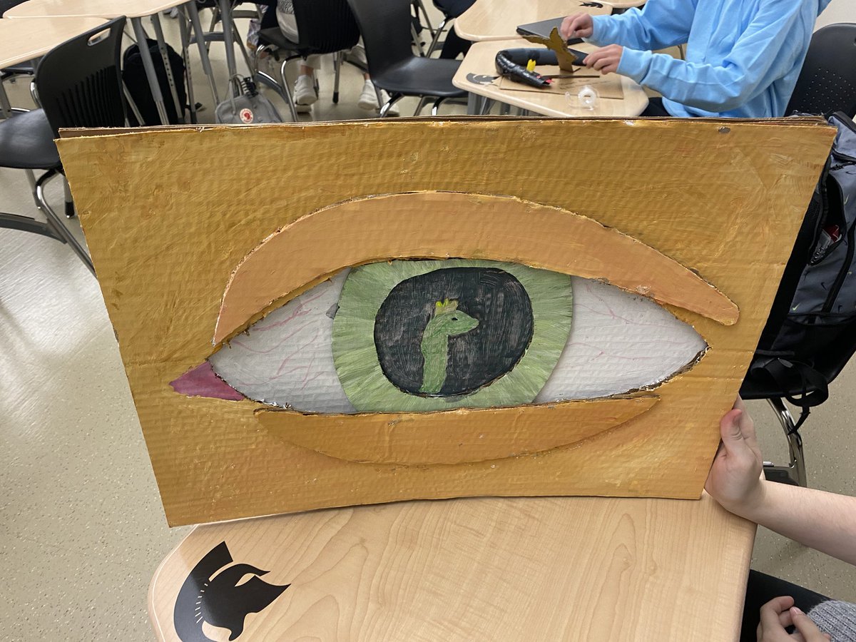 CCruzEnglish's tweet photo. Finishing the year off strong with these spectacular Macbeth projects. Last week, students had to create an abstract representation of an assigned character: Macbeth, Lady M, Macduff, or the Three Witches. Can you guess which character is represented by each project? https://t.co/KULUYnTEtR
