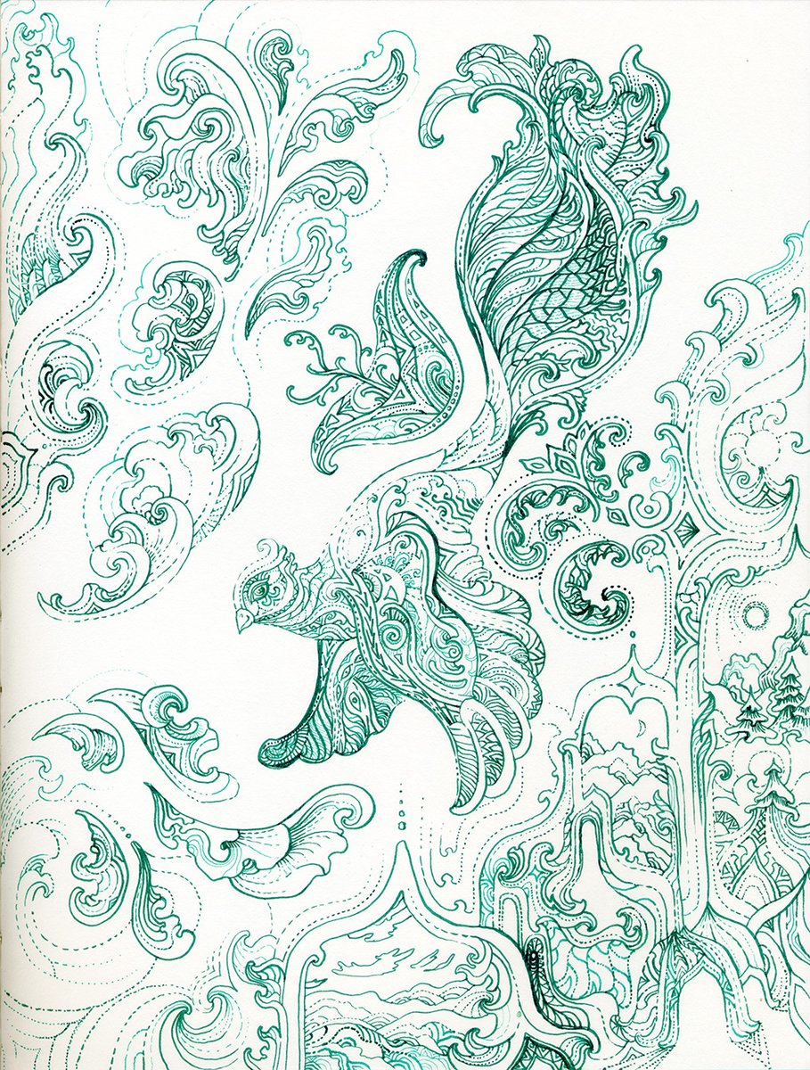 itokashi's tweet image. Wonder Bird 

#drawing #art #fractality #Portals