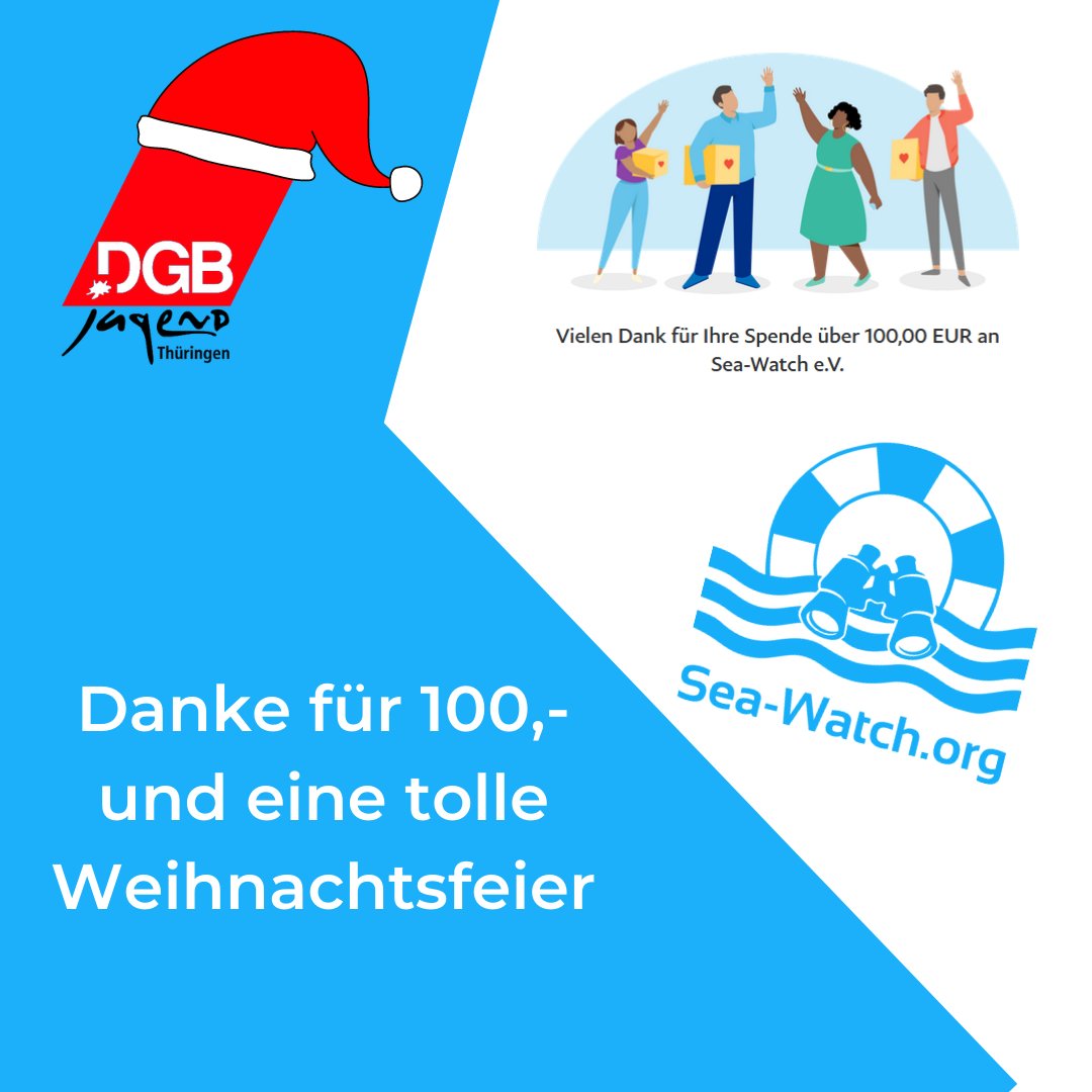 Bei unserer Spendentombola auf unserer kleinen Weihnachtsfeier konnten wir 100,- für <a href="/seawatchcrew/">Sea-Watch</a> sammeln. 
Danke für ein schwieriges, dennoch erfolgreiches und schönes Jahr 2021. Wir wünschen Euch schonmal schöne Feiertage. 
Wir sehen uns 2022! #seenotrettungistkeinverbrechen
