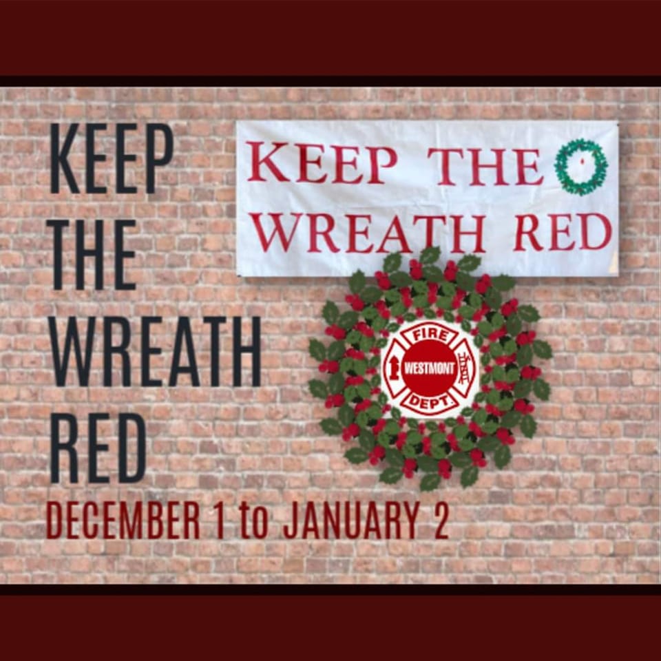 Fire stations light the red wreath over the holidays. Every time a fire occurs, a white bulb replaces one of the red bulbs on the wreath to remind residents to ALWAYS practice fire safety, not only during the holidays. #keepthewreathred #WestmontFD #ACDCpublicsafety #ACDCcares https://t.co/kWZY1phyyj