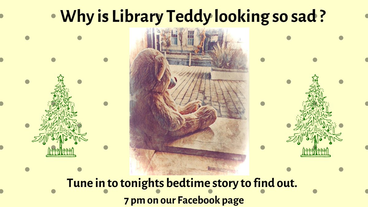 LaoisLibraries's tweet photo. Why is Library Teddy looking so sad ? Tune in tonight for our special #Christmas bedtime story all about our very own Library Teddy. 7pm on Facebook. ☺️🎄🎅🧸
@LibrariesIre @kildarelibrary @OffalyLibraries #LibraryTeddy #FamilyTimeAtYourLibrary #DropIn #ChildrensBooks #Laois https://t.co/Vsvbs1BX2J