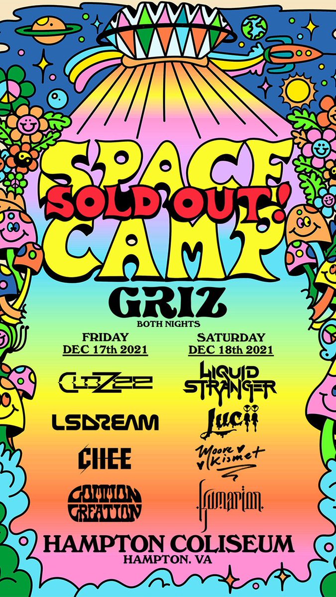 kellbellwashell's tweet image. Giving away 2 tickets to Space Camp Friday night for FREE. Super bummed that I can’t make it anymore, but I really want someone to go and have a great time! Please retweet so I can find a home for these tickets 💛 @Griz @CloZeeOfficial @lsdream @wtfischee @CommonC_Bass