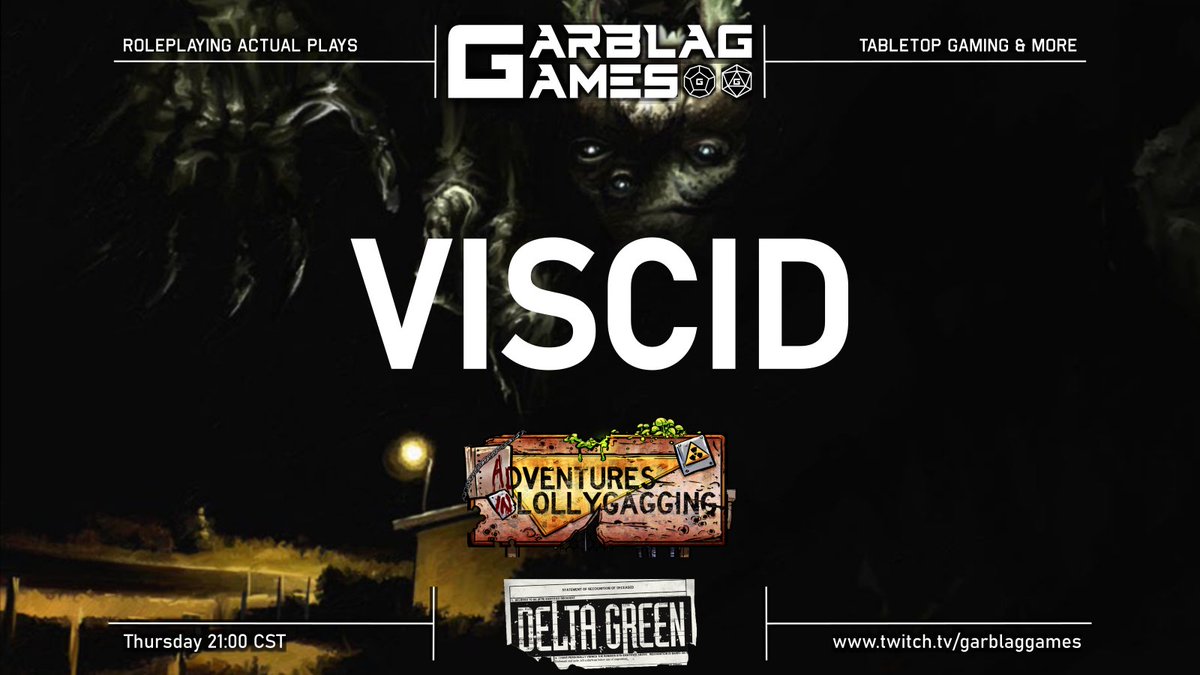 lollygaggerco's tweet photo. We're back to Delta Green: Viscid tonight! The Agents track a spree of violence across the highways, state parks, and neighborhoods of Montana. What happens when they find the creature responsible? 

9pm CST on https://t.co/q40vfwUuRb

#ttrpg #deltagreen #deltagreenrpg https://t.co/EliIFpMEe5