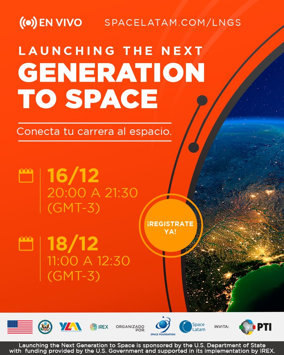 PTI_PY's tweet photo. REITERACIÓN👇

¿Sabías que puedes ser parte de la industria espacial desde tu propia carrera? ¡En el ciclo de charlas de “Launching the Next Generation to Space” se hablará de cómo vincular distintas especialidades al sector espacial!

Registrarse en: https://t.co/rN2EBZBfUx https://t.co/g2Xhe3bWcS