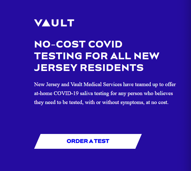 NJDeptofHealth's tweet image. The Department is partnering with @vaulthealth on a free at-home COVID-19 saliva testing program. The free PCR test is a simple 10-15 minute process that can be done in the privacy of your home. Request a free test kit here: bit.ly/3pV9te4
