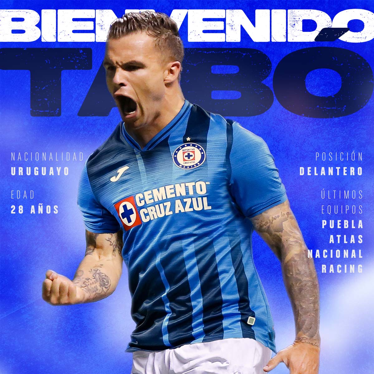 CruzAzul's tweet photo. Christian Tabó es nuevo jugador de La Máquina. 💙

¡A darlo todo por esta camiseta! https://t.co/kCLRUzpLV2