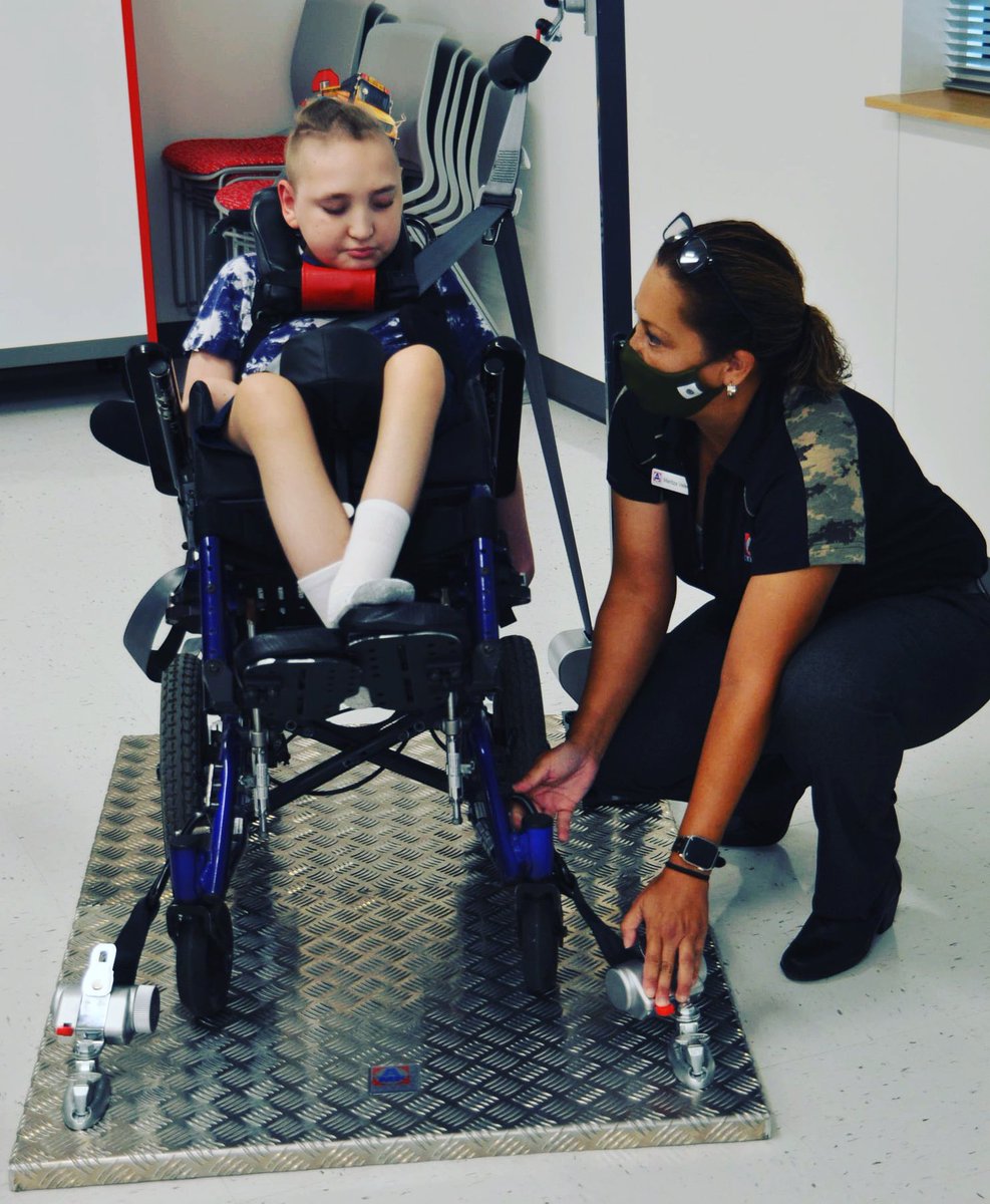 AMFBruns1958's tweet image. Joshua Divel and Maritza Valentin get ready for Boot Camp, Wheelchair &amp;amp; Occupant Securement Training!  It’s a unique opportunity for Hands-On Training with Protektor Series, Wheelchair Securement. Thanks Joshua for helping us out! #securement #amfproducts #bootcamptraining