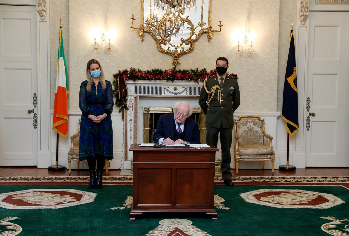 This afternoon, President Higgins signed a Presidential Pardon for Mr John Twiss, who was executed in February 1895 following a wrongful conviction of murder. It was only the sixth Presidential Pardon to be issued and the third posthumously. Read more at president.ie/en/media-libra…