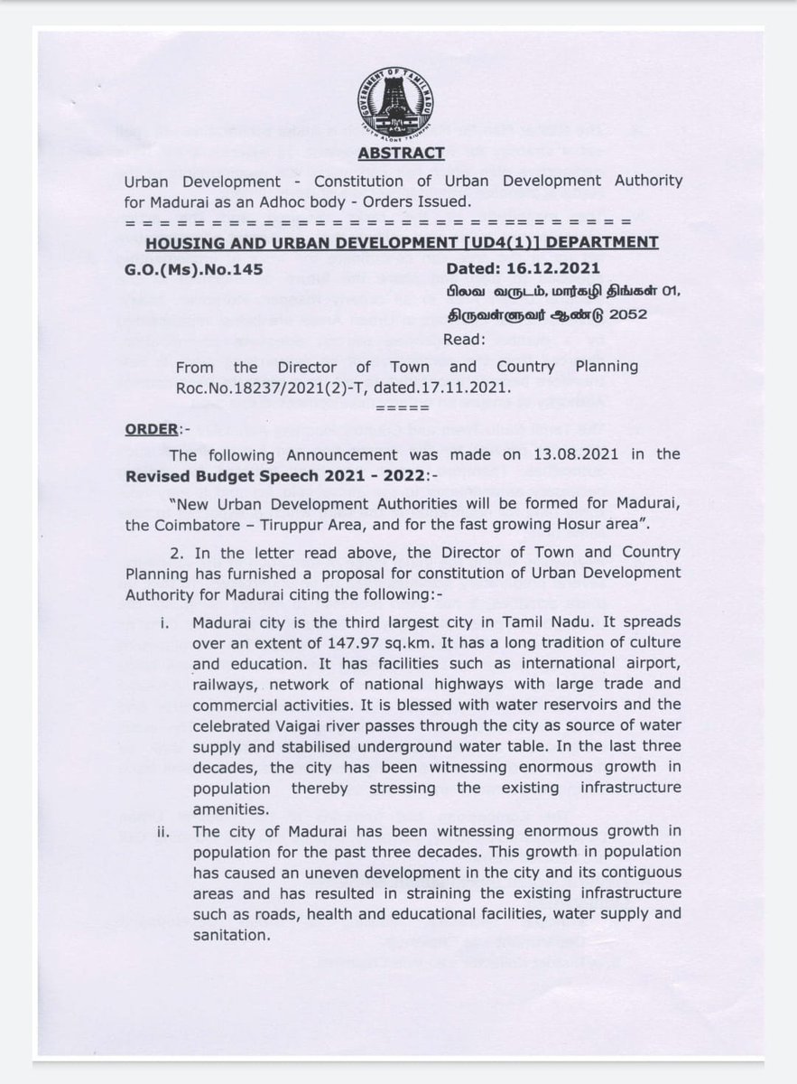 UpdatesMadurai's tweet photo. Madurai Urban Development Corporation - Government of Tamil Nadu Government Release
Like the Chennai Metropolitan Development Authority (CMDA), the Madurai Urban Development Corporation has been set up by the Government of Tamil Nadu.
#Madurai #MUDC https://t.co/SbwomF5Qd7