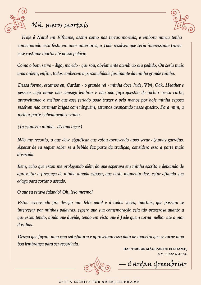 💌 Você tem uma carta de Cardan Greenbriar, de O Príncipe Cruel.
