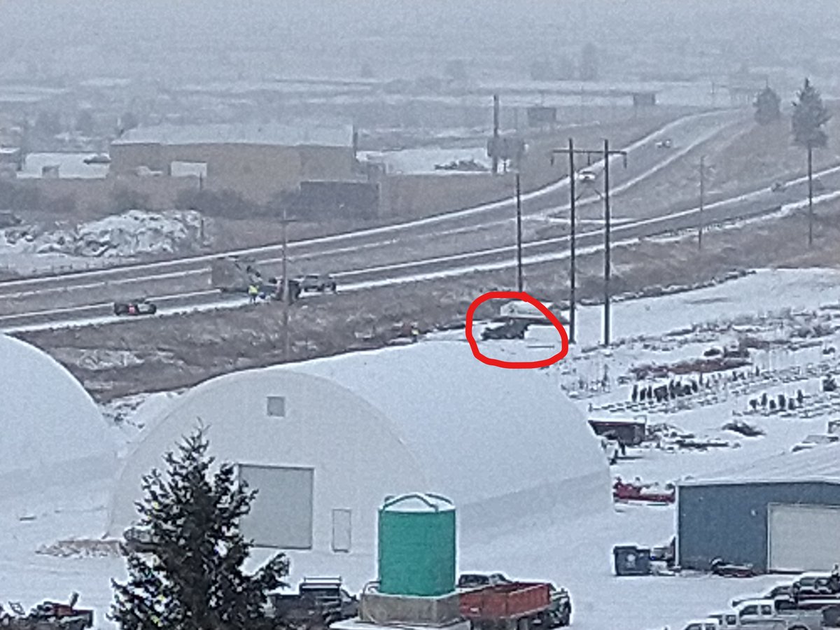 DZumpfe's tweet photo. Emergency crews responding to flipped vehicle on I-90 just east of #Wye #mtwx https://t.co/dA57NkSGdk