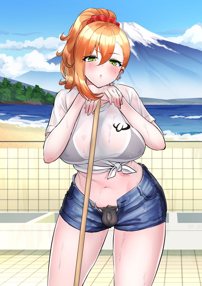 ふたなり銭湯で濡れ透けハプニング♨ 