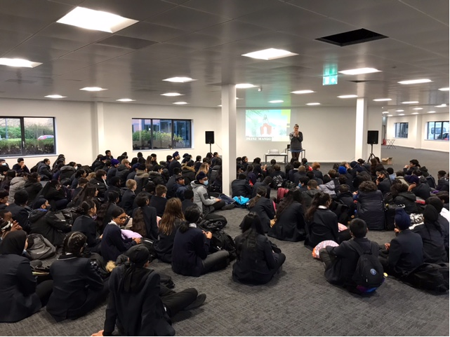 SevaSchool's tweet photo. Year 7, 8 and 9 were treated to a singing solo artist Irini Mando perform at Eden House. Irini is an urban-pop singer and songwriter based in London. Irini sang some of her hits to the pupils and also engaged in some purposeful discussion on Mental Health and Wellbeing. https://t.co/eXSlMiPsFA
