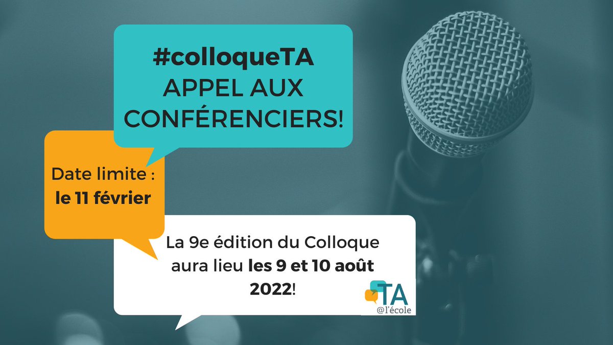 On est toujours à la recherche des présentateurs et du contenu qui sauront inspirer tous les professionnels de l’enseignement qui travaillent ou interviennent auprès des élèves ayant des TA!

taalecole.ca/colloque-annue…