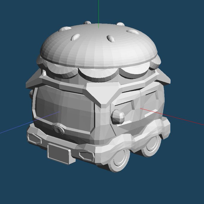 チョロQ風ハンバーcar
車のモデリングとかできないのでローポリぽくごまかし座衛門 