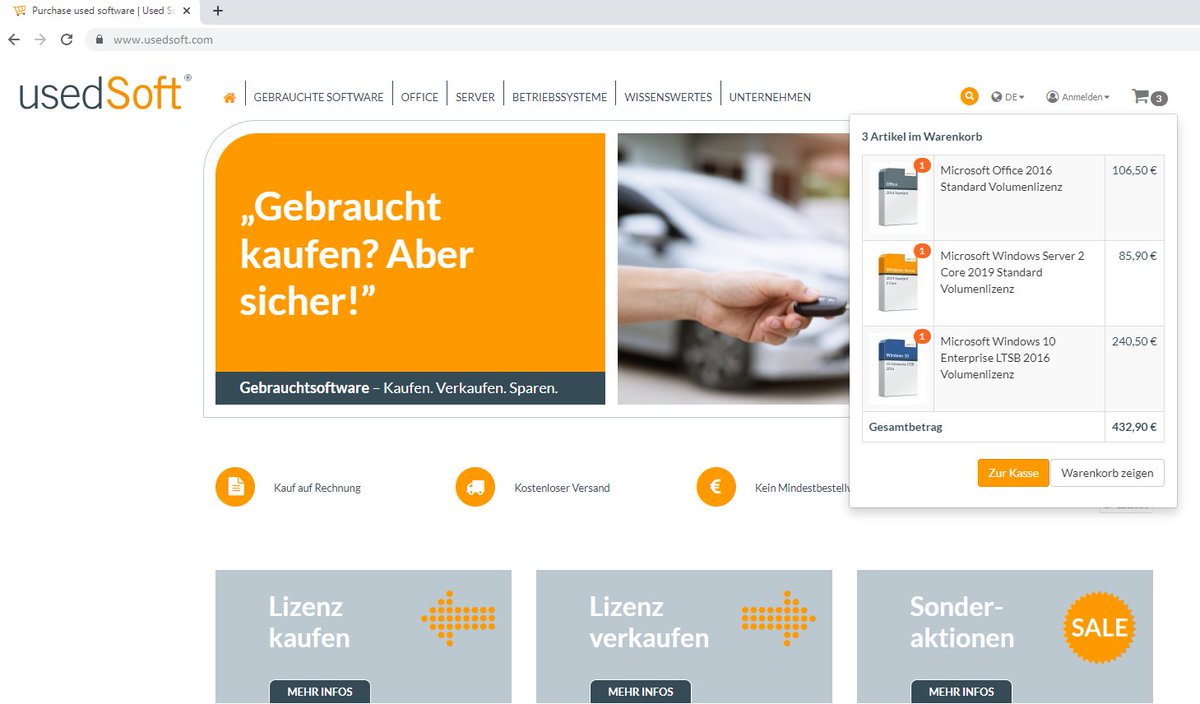 ConnectChannel_'s tweet photo. (Anzeige)
#usedSoft hat als erster Anbieter den B2B-Markt für #gebrauchteSoftwareLizenzen entwickelt. Dessen Unternehmens-Kunden erwerben #Gebrauchtsoftware zunehmend online auf https://t.co/xCsbSswsst:
https://t.co/INam5CHfiJ https://t.co/rH6dlJu3kc