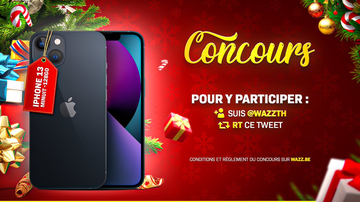 wazzth's tweet image. #CONCOURS 🎁 Jour 6 sur 15
Tente de gagner un iPhone 13 (128 Go, couleur Minuit) ! 😍

Pour y participer, tu dois :
👉🏼 suivre @wazzth
👉🏼 RT ce tweet

Participe aussi sur Insta pour doubler tes chances : instagram.com/p/CXjRUdgsw8r/ 🍀