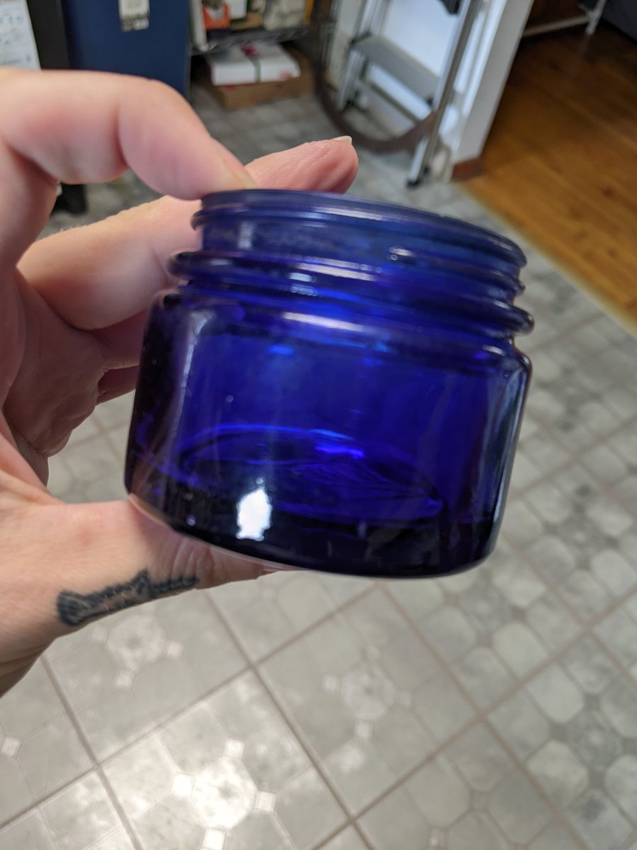 DaniKramer14's tweet photo. Cobalt Noxzema jar https://t.co/SMG7Gfh6O1