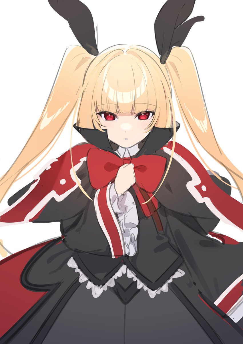 rachel alucard 1girl red bow red eyes blonde hair solo twintails bow  illustration images