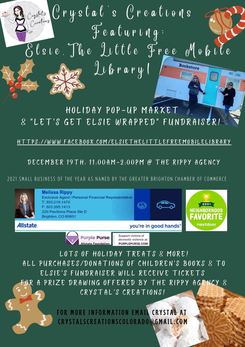 ColoradoGenXGal's tweet photo. Yes, another friendly reminder for this week's event with Elsie, the Little Free Mobile Library! Some of the items I will offer:
Cannoli's
Pizzelles
Snowballs
Hot Cocoa Trays
Pumpkin Chocolate breads
Baking Enthusiast Gift sets

Hope to see you there! 
Thanks, Crystal https://t.co/CDWuZsBlDQ