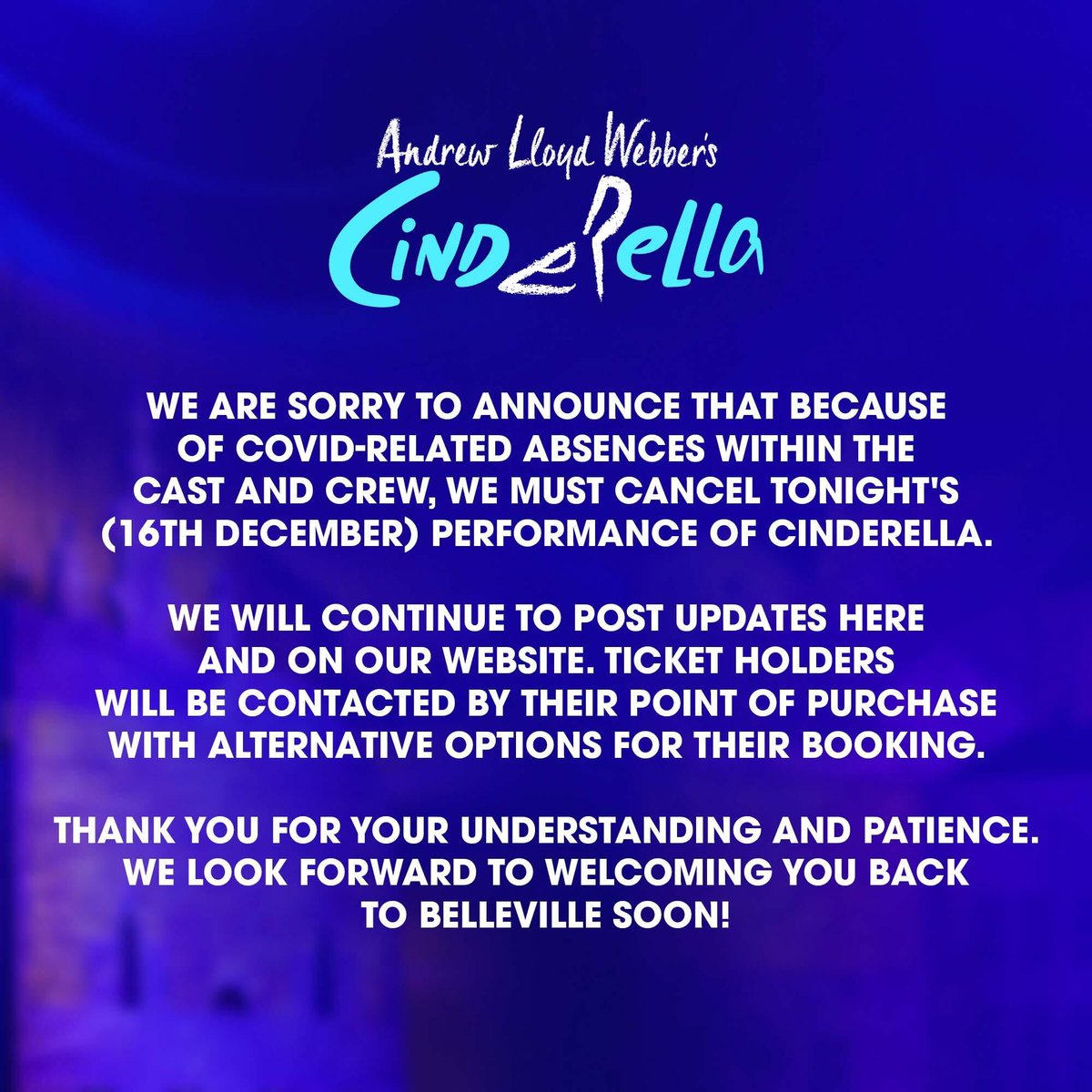 ALWCinderella's tweet photo. An update about tonight's performance. https://t.co/usM8jAJOO0