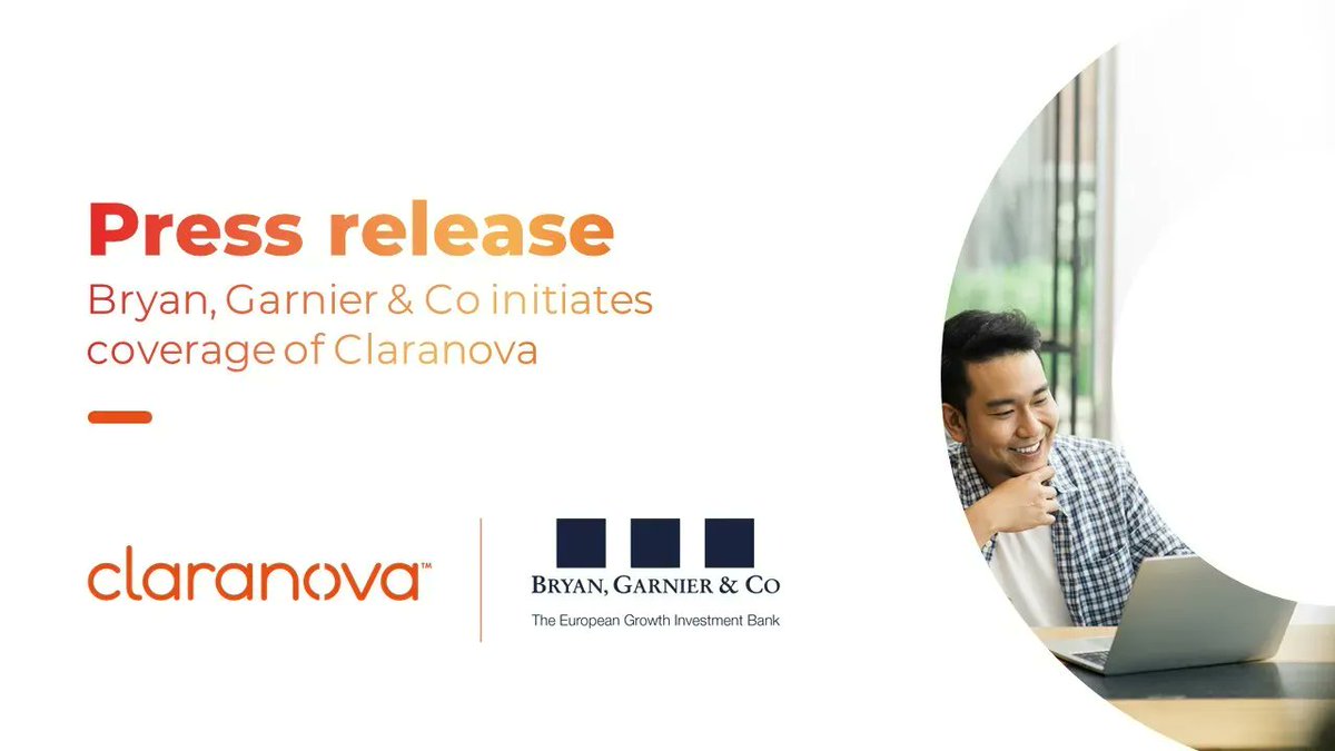 claranova_group's tweet photo. [#PressRelease] Claranova announces the initiation of coverage of its stock by Bryan, Garnier &amp; Co, with a target price of €12.00.

Press release: https://t.co/Qppk8wvXAK
Bryan, Garnier &amp; Co's initiation report: https://t.co/JKERzynrNH https://t.co/ckG5qr2HLu