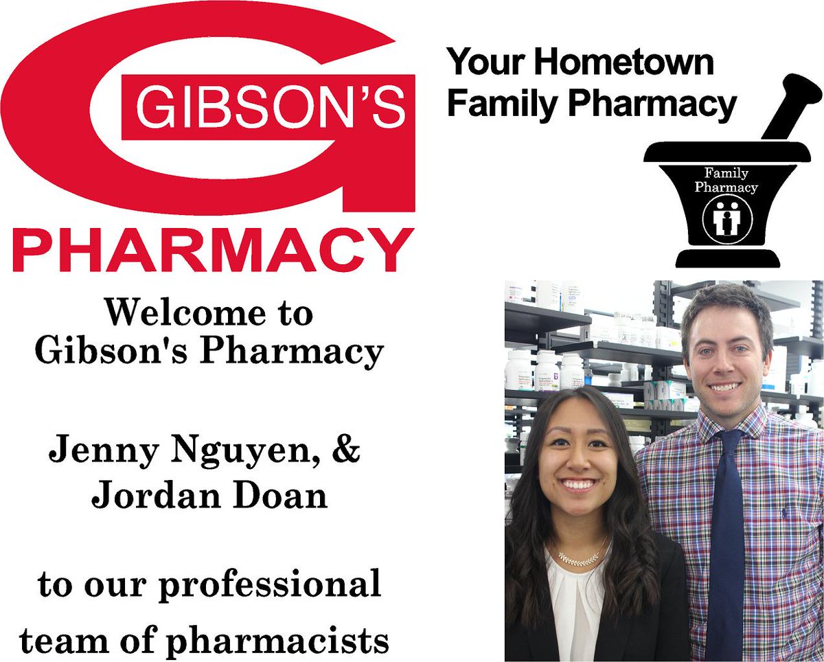 Gibson's Pharmacy is very proud to announce the addition to our professional team of Pharmacists.
Jenny Nguyen graduated high school in Wichita, Ks, at Kapaun Mt Carmel High School before completing pre-pharmacy prerequisites at Newman... Loved!

https://t.co/Rxu9f9nf7j https://t.co/yzNPgq1diD