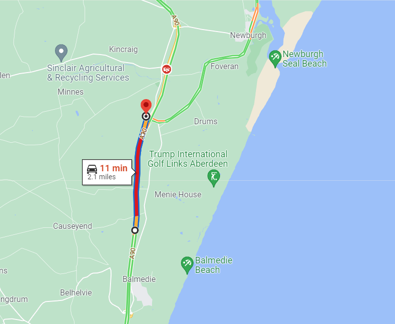 trafficscotland's tweet photo. UPDATE❗️⌚️17:00
#A90 CLOSED⛔️
The A90 is CLOSED northbound between the junction for Foveran and Tipperty.
Traffic is being diverted off at the #A975, through Newburgh, along the #B9000 and back on the #A90 at Tipperty. Delays 10 mins.
@ARL_AWPR @AberdeenTravel https://t.co/KExms5pLU9