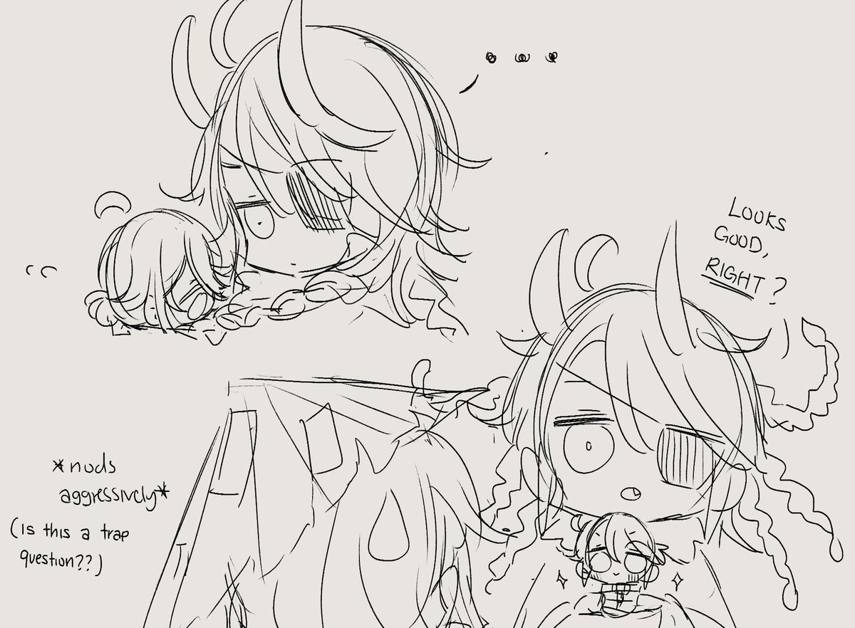 Very messy doodles just for stress relief only LOL just want long messy hair oni luca to heal me 🚑 