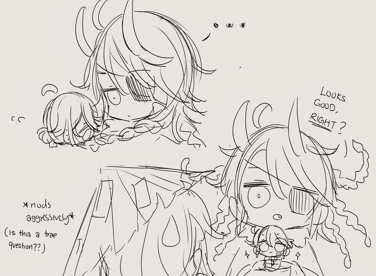 Very messy doodles just for stress relief only LOL just want long messy hair oni luca to heal me 🚑