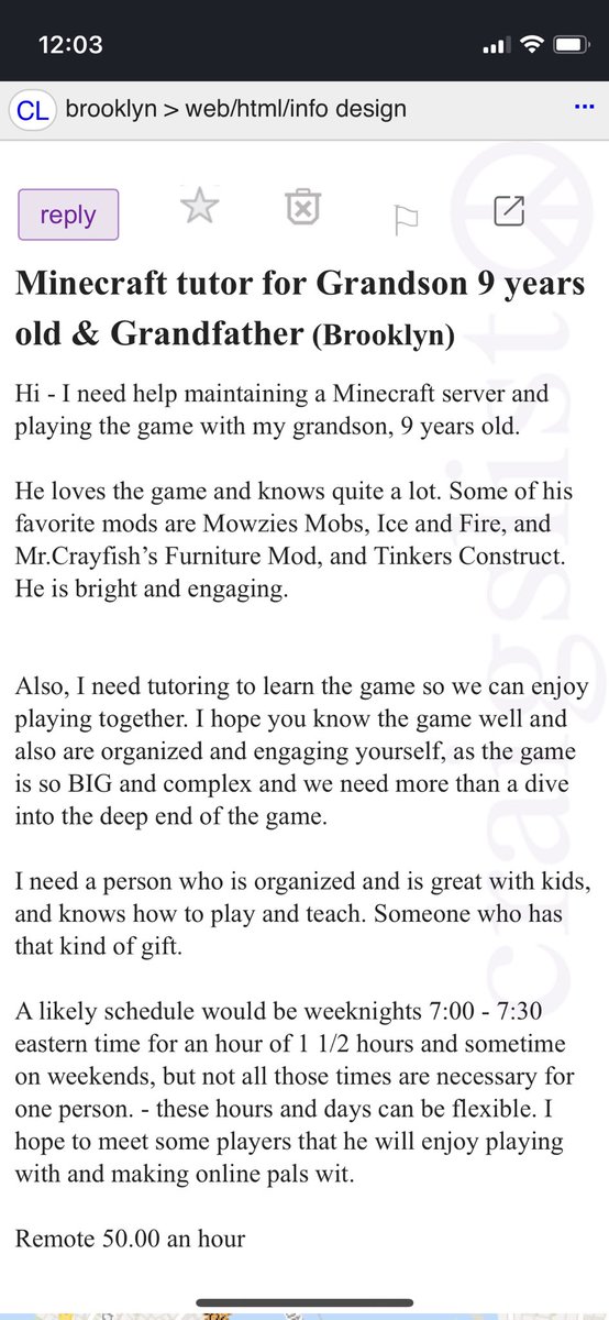 Found a job some of u may be able to handle reach out for a reference