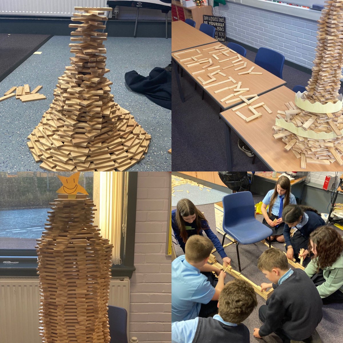 CarlogiePS's tweet image. P7 were set a festive STEM challenge to build a Christmas tree from @kapla. We love the decorations! They were then set a class task to build a sleigh for Santa … stay tuned for updates as the first model needs a little work! #redesign #itisaprocess #teamwork 🎅🏻🎄❄️🔑🌈