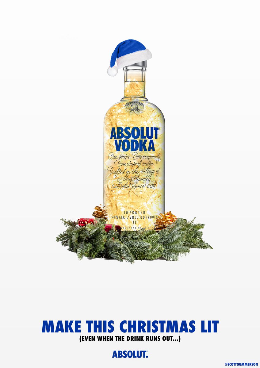 ScottGummerson's tweet photo. One Minute Brief of the Day: The festive season is upon us, and our iconic bottles are ready for their glow up. Show how you’d creatively upcycle the @AbsolutUK original bottle this Xmas! #AbsolutCreate @OneMinuteBriefs https://t.co/xDUNMA7hsD